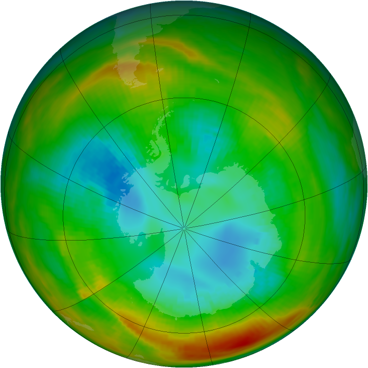 Antarctic ozone map for 24 August 1981